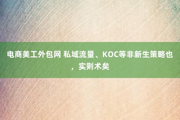 电商美工外包网 私域流量、KOC等非新生策略也，实则术矣