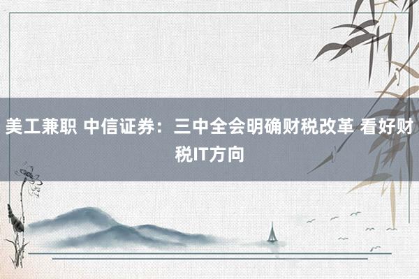 美工兼职 中信证券：三中全会明确财税改革 看好财税IT方向